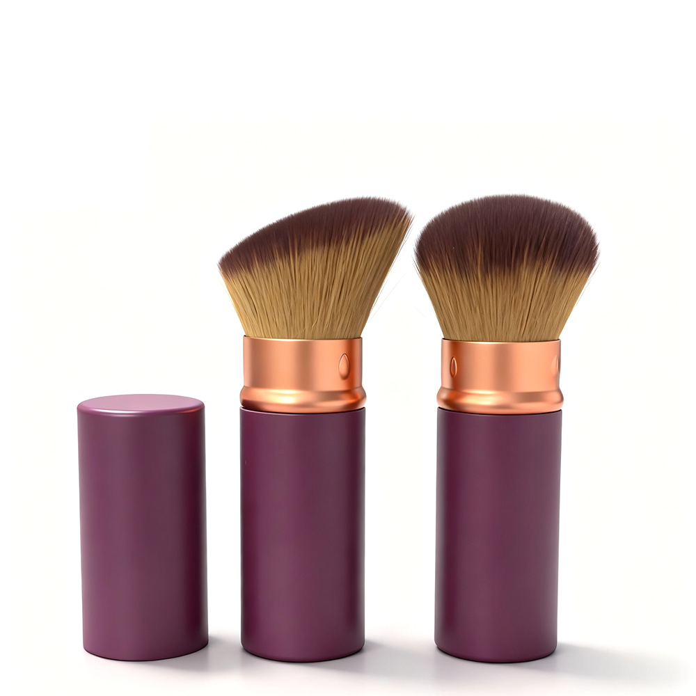 Luxury Retractable Synthetic Fiber Smudge Foundation Brush Plastic Handle Women's Face Beauty Tool Custom Labeling Available