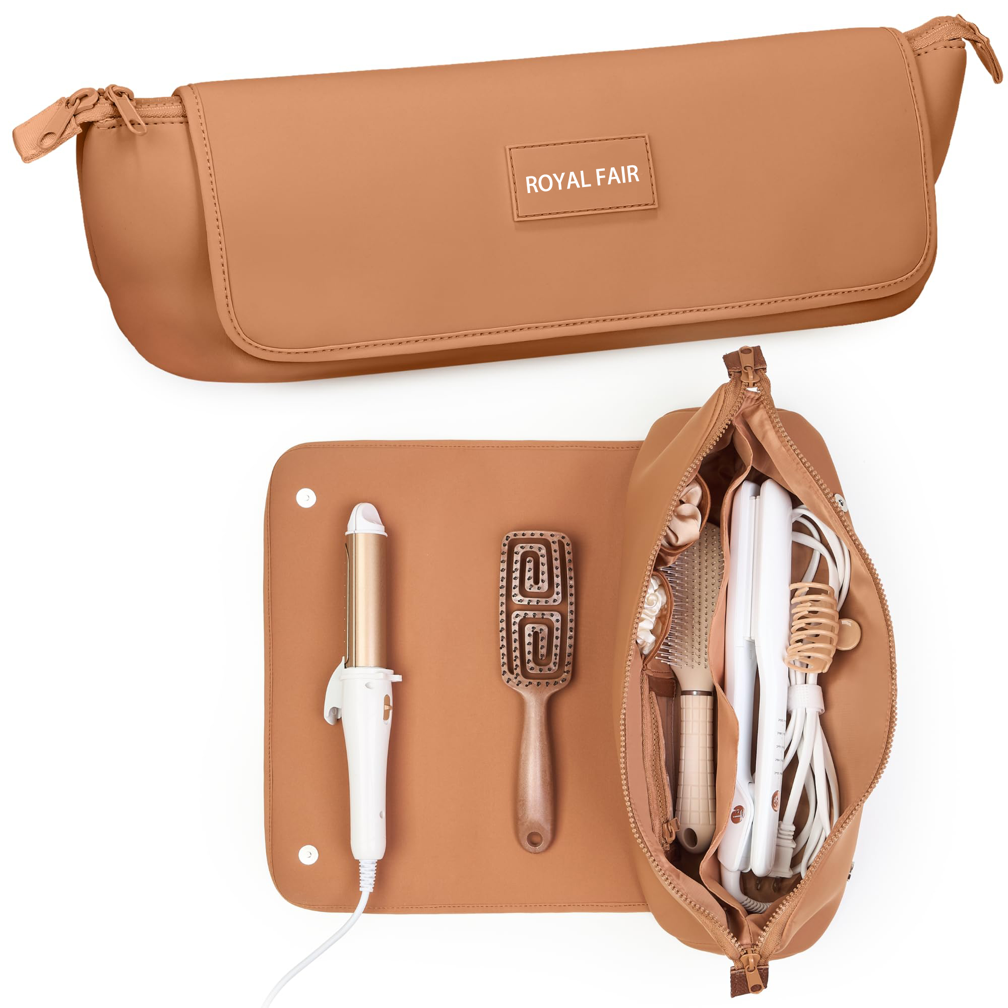 Royal Fair Custom ODM Durable Beauty Neoprene Cosmetic Storage Bag with Curling Irons Travel Organizer Skincare Bag