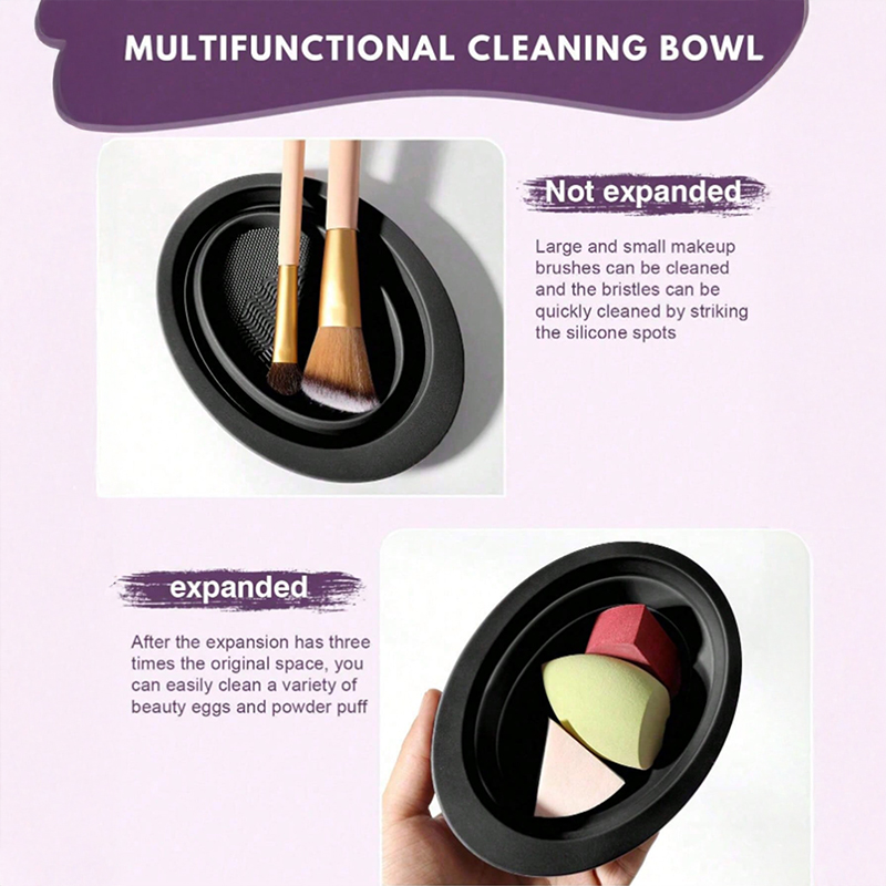 Collapsible Eco-friendly Silicone Beauty Bowl Convenient Face and Makeup Brush Cleaner Tool