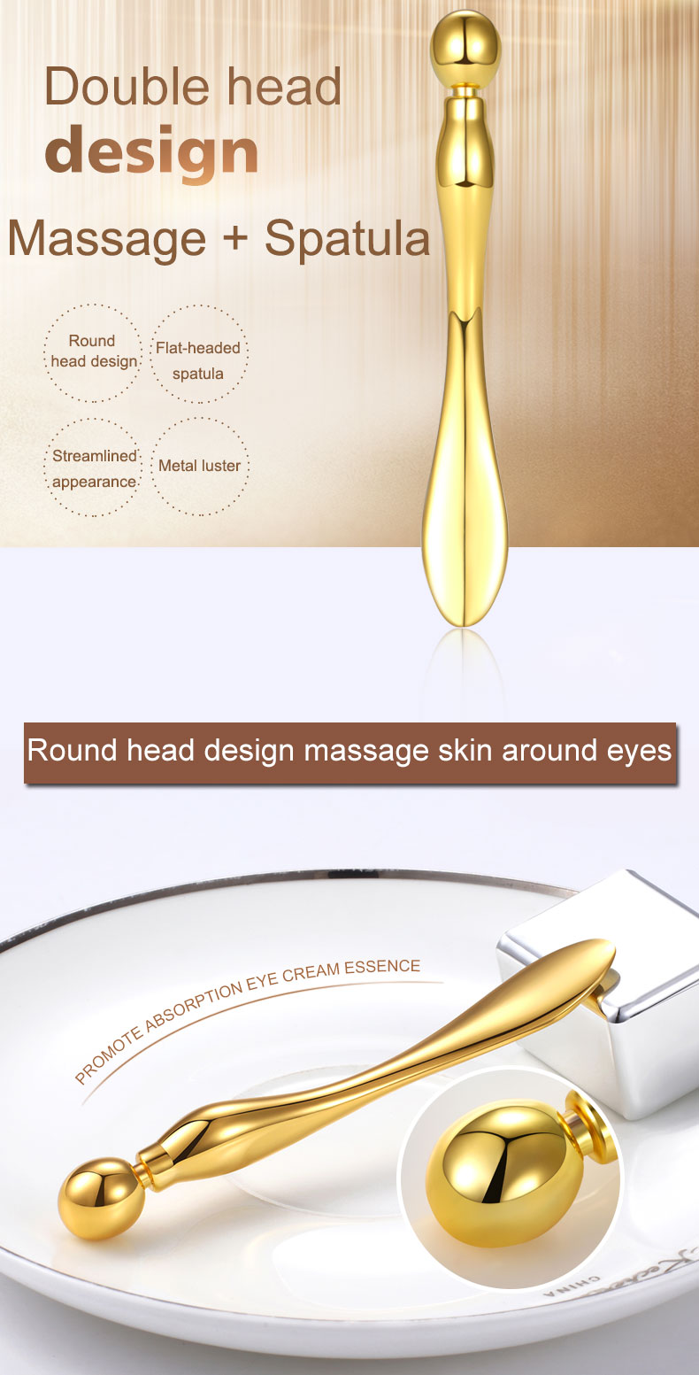 Hot Sale Luxury Gold Metal Multi-Function Eye Cream Spatula Premium Cosmetic Applicator Beauty Tool Massager Stick Roller Makeup