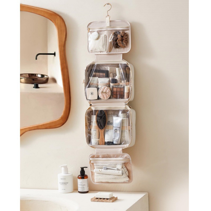 Factory OEM Design Travel Cosmetic Bags Portable Makeup Bag Toiletry Pouch Skincare Hanging Bag for Washing Beauty