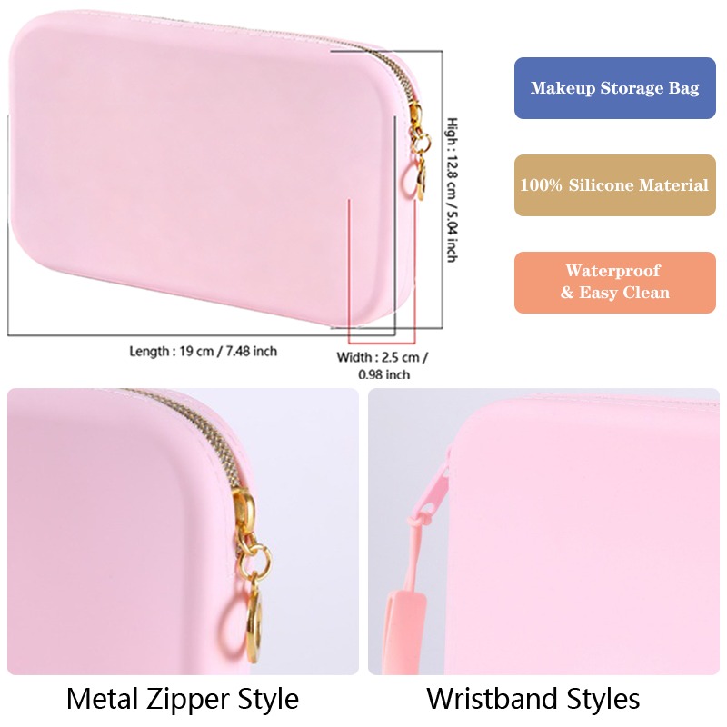 Oem Odm Silicone Makeup Bag Color Personalized Portable Pouch Eco Friendly Silicone Cosmetic Bag for Makeup Gift Set Brand