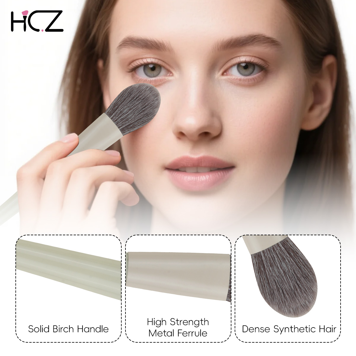 Hechunzi Best Seller Makeup Brushes Wooden Handle Custom Make-Up Brush Synthetic Professional Makeup Brushes Kits Custom Logo
