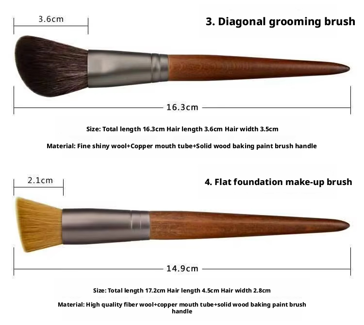 Factory New Natural Hair 9-Piece Makeup Brush Set with Wood Handle for Eye Shadow Blush Repair-Beginners Beauty Tools
