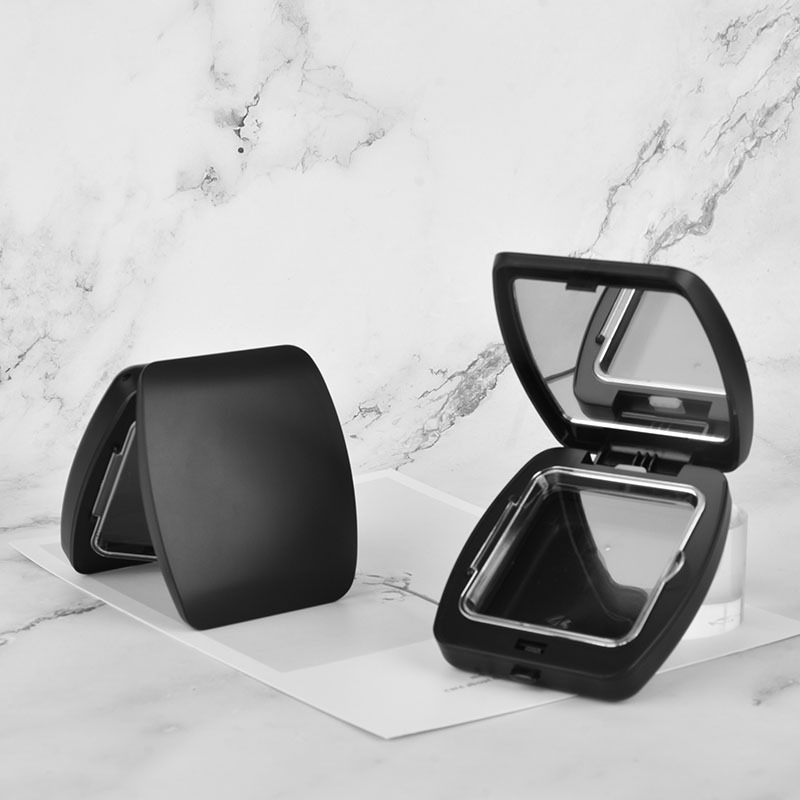 Empty Flip Foundation Compact Case with Mirror Texture Plastic Packaging for Makeup Brushes and Powders