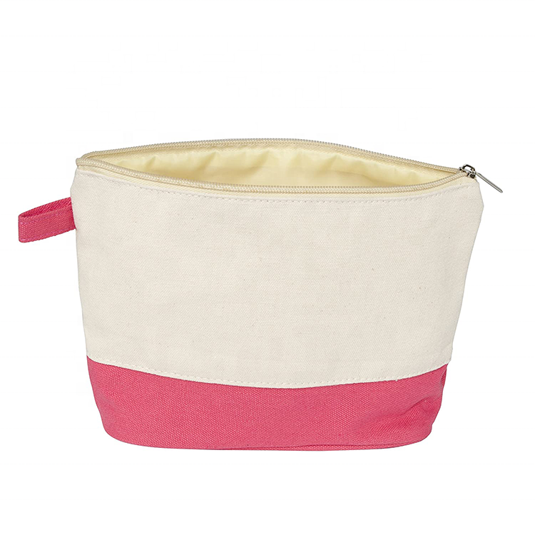Eco Friendly Brush Holder Cotton Make up Bag Private Label Small Recycled Travel Canvas Cosmetic Bag Pouch with logo