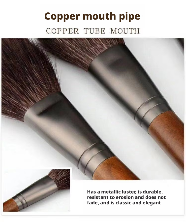 Factory New Natural Hair 9-Piece Makeup Brush Set with Wood Handle for Eye Shadow Blush Repair-Beginners Beauty Tools