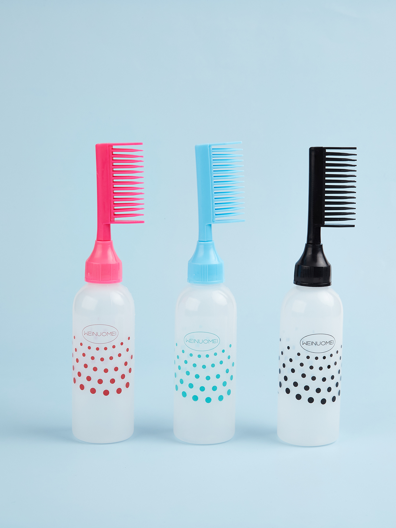 Custom Eco-Friendly 2 Design Plastic Salon Hair Comb Brush Applicator for Shampoo Hair Dye Bottles Multi-Purpose Styling Tool
