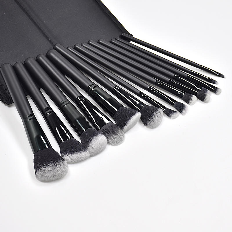 Custom logo Makeup Brush Set Natural Luxury High Quality Black Hair Black Handle Factory Manufacturer Makeup Brush
