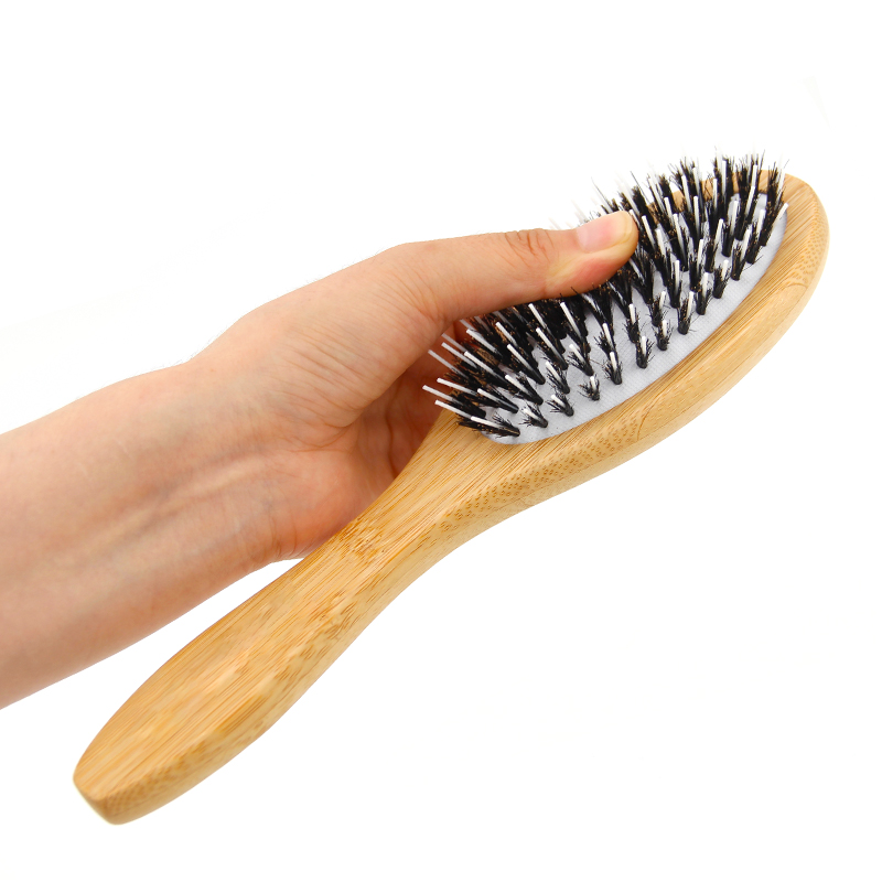High Quality Eco-Friendly Bamboo Bristle Oval Paddle Hair Brush Top Selling Custom Logo Beauty Care Tool BeauteMecca Home Use