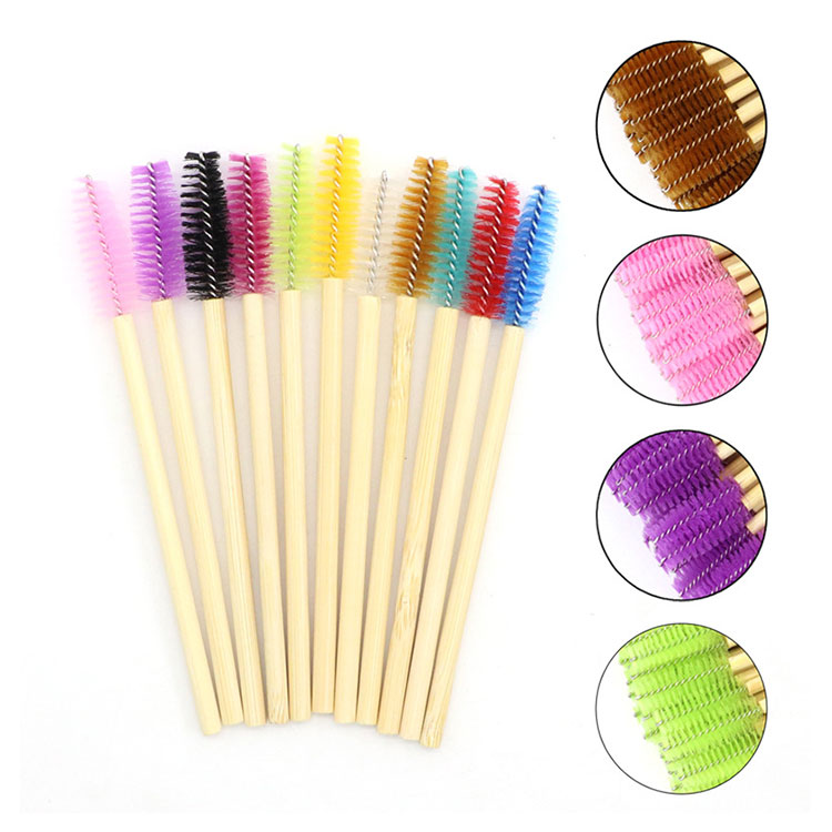 Eco-Friendly Lash Bamboo Handle Disposable Mascara Wand Eyelash Extension Application Mascara Wood Brush Makeup Tool