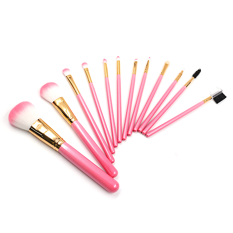 Shenzhen Factory Professional Custom logo pink Synthetic Hair Vegan Face Eye Makeup Brush Set