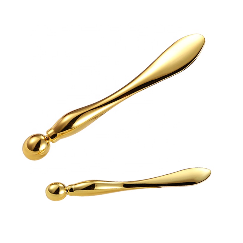 Hot Sale Luxury Gold Metal Multi-Function Eye Cream Spatula Premium Cosmetic Applicator Beauty Tool Massager Stick Roller Makeup
