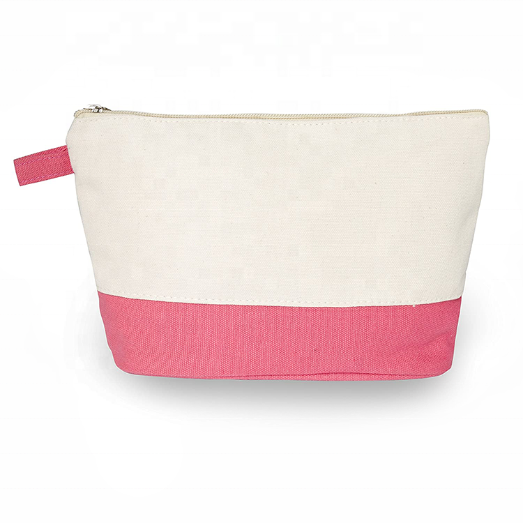 Eco Friendly Brush Holder Cotton Make up Bag Private Label Small Recycled Travel Canvas Cosmetic Bag Pouch with logo