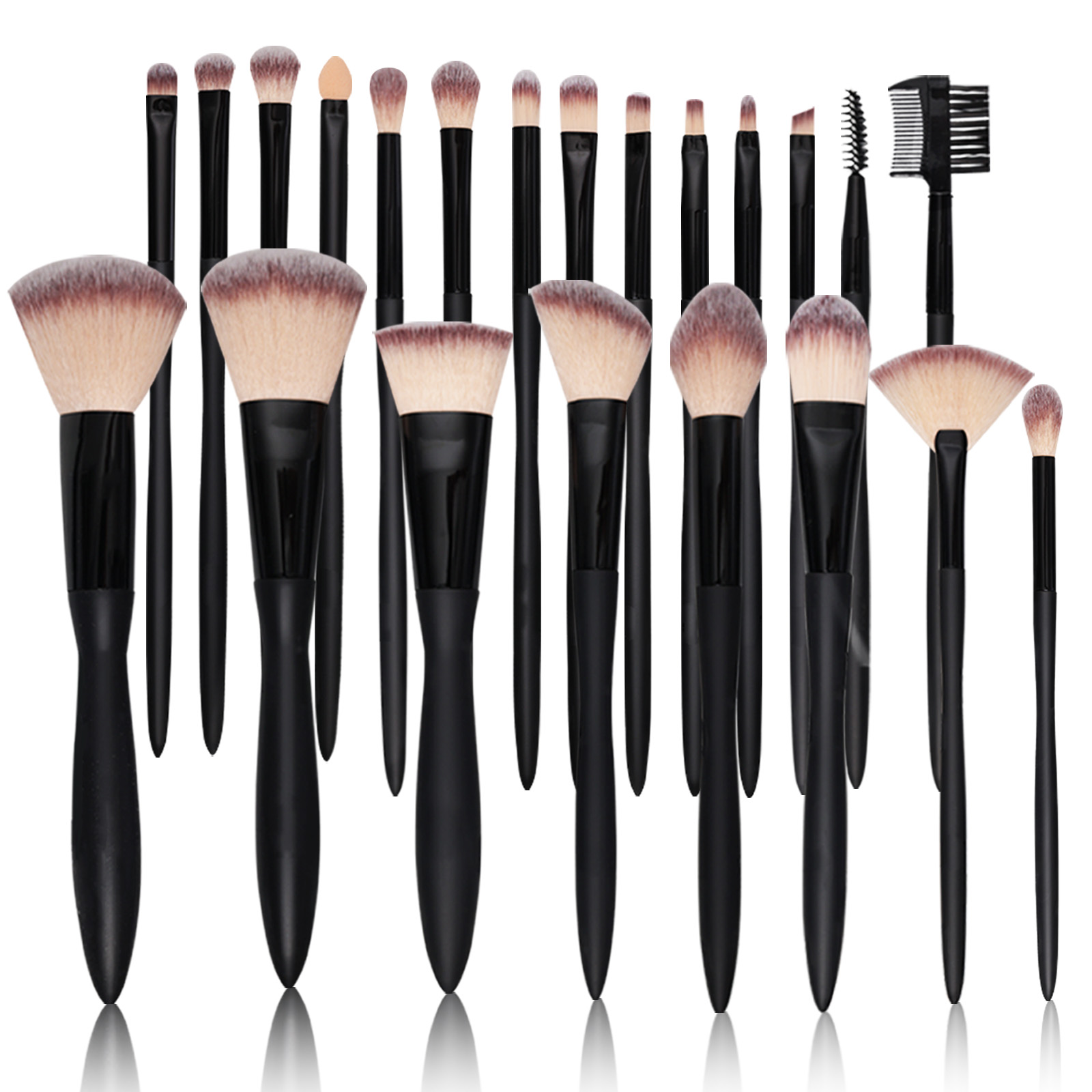 VLIYA Custom Private Label 22Pcs Makeup Brush Set High Quality Vegan Synthetic Hair with Rubber Handle Black Makeup Brushes
