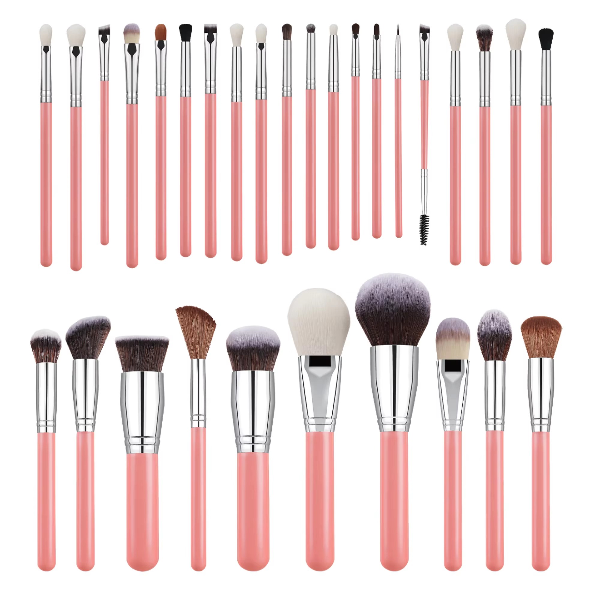HMU DIY 16pcs 20pcs 26pcs 30pcs Luxury High Quality Professional Vegan Kabuki Eco-friendly Pink White Makeup Brush Set