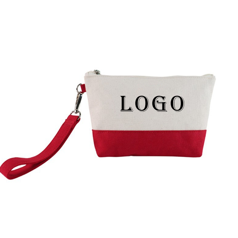 Wholesale Personalized Eco Friendly Cotton Canvas Custom logo Printed Cosmetic Bag Makeup Pouch