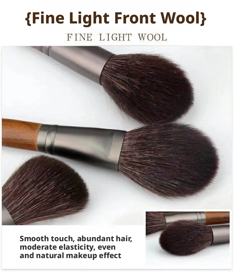 Factory New Natural Hair 9-Piece Makeup Brush Set with Wood Handle for Eye Shadow Blush Repair-Beginners Beauty Tools
