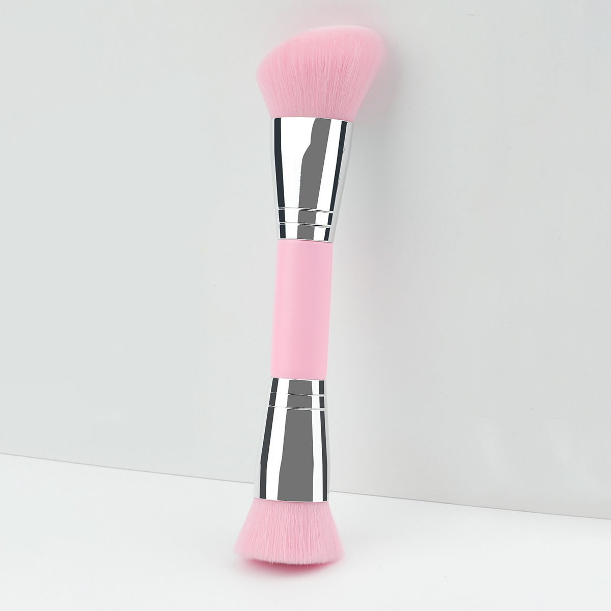 HMU Synthetic Hair Vegan Material Multi-Functional Single Foundation Makeup Brush Double-Ended With Angled Blush Contour Powder