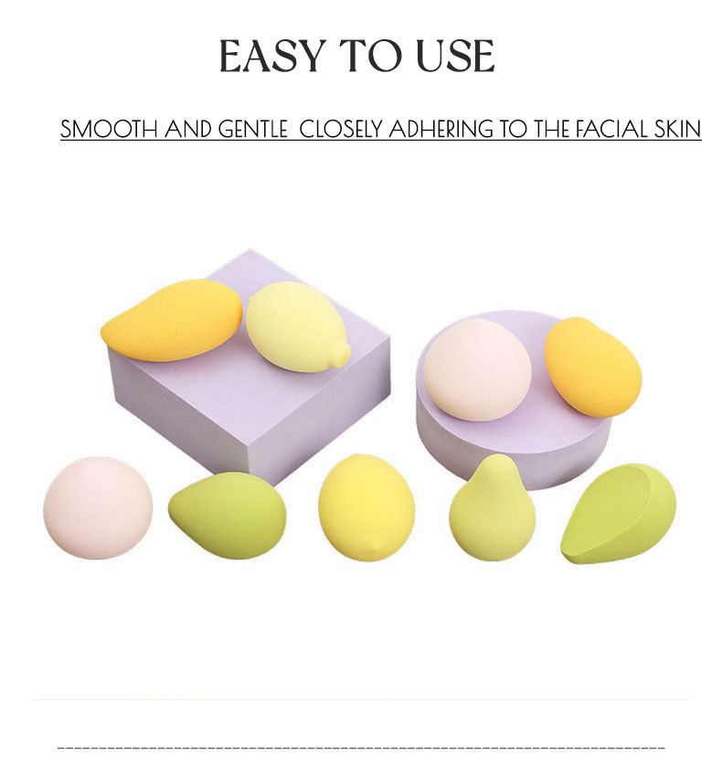 Wholesale Fruit Shape Wet Beauty Sponge Puff Set 3pcs Skin-friendly Natural Non-Latex Private Label Makeup Sponge Puff Box