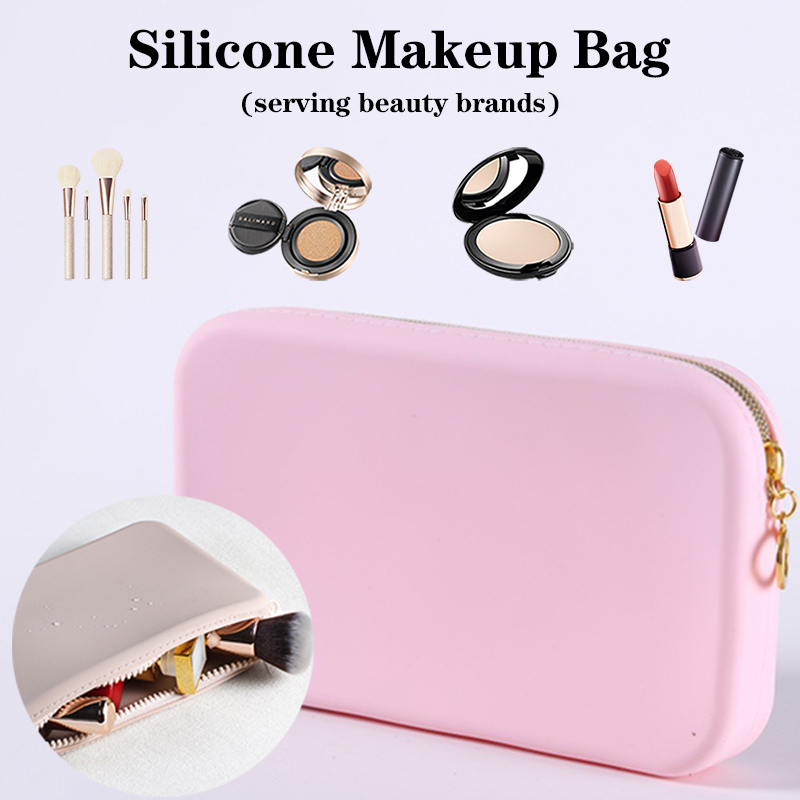 Oem Odm Silicone Makeup Bag Color Personalized Portable Pouch Eco Friendly Silicone Cosmetic Bag for Makeup Gift Set Brand