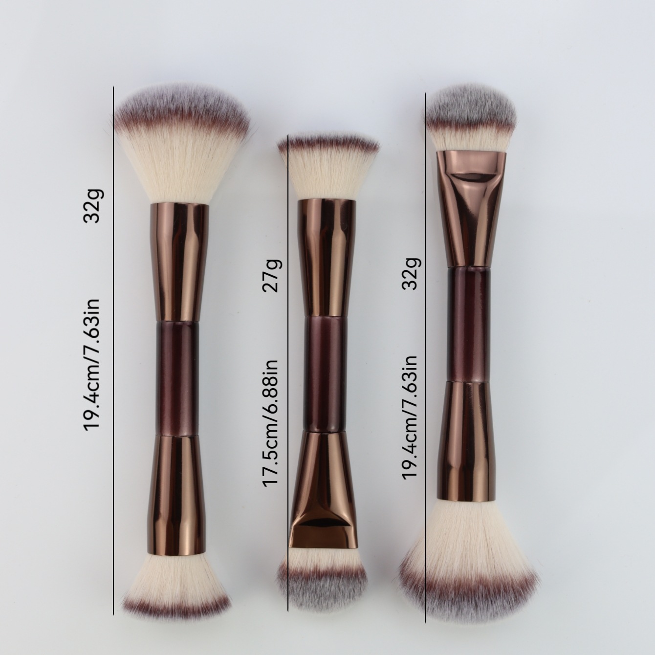 Double Ended Face Makeup Brushes for Liquid Foundation Concealer Blush Brush Customize Logo Vegan Soft Powder Make up Brush