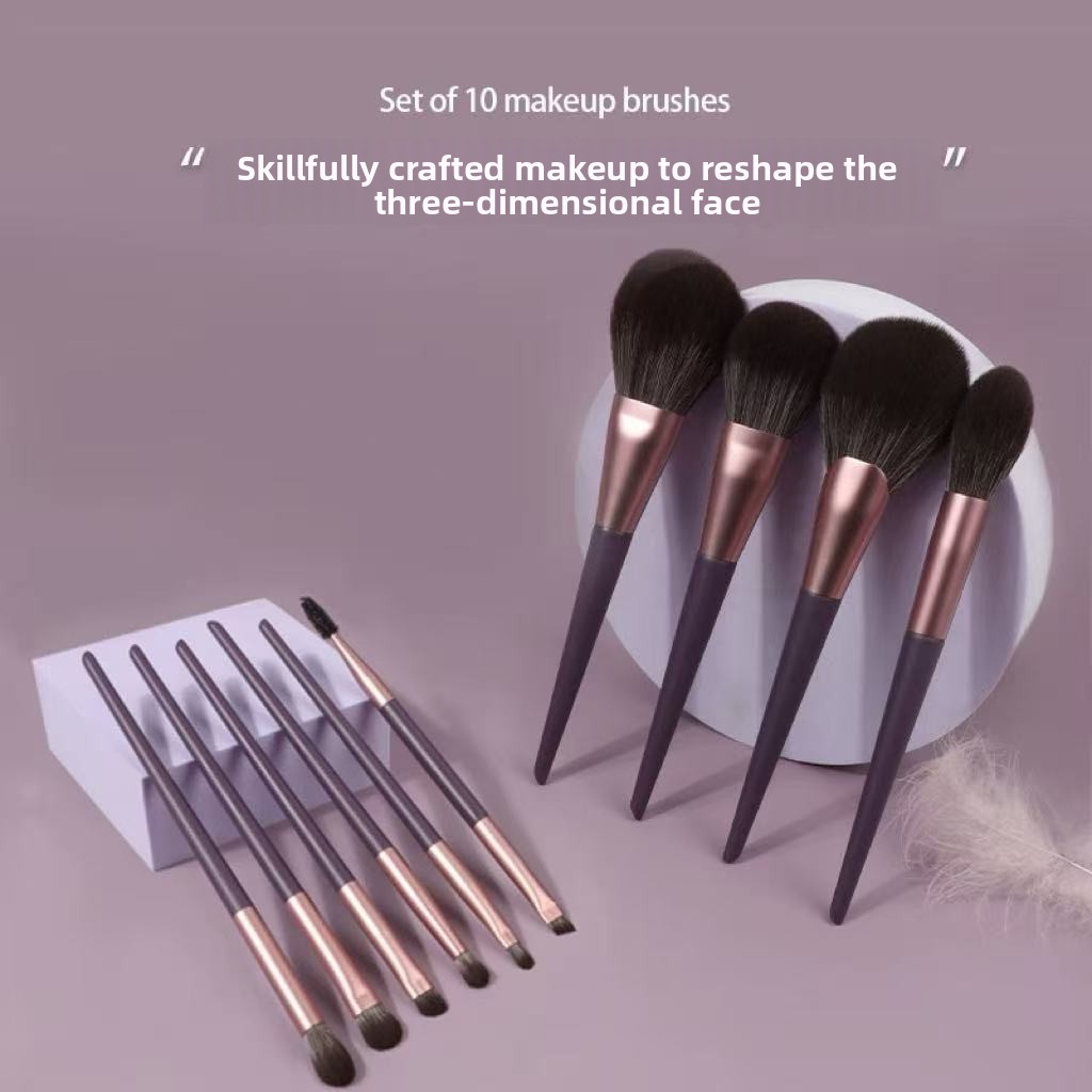 Minimalist Women Girls Gifts 10-Piece Makeup Brushes Private Label Beginners Face Daily Use Equip Bag Portable Makeup Brush Set