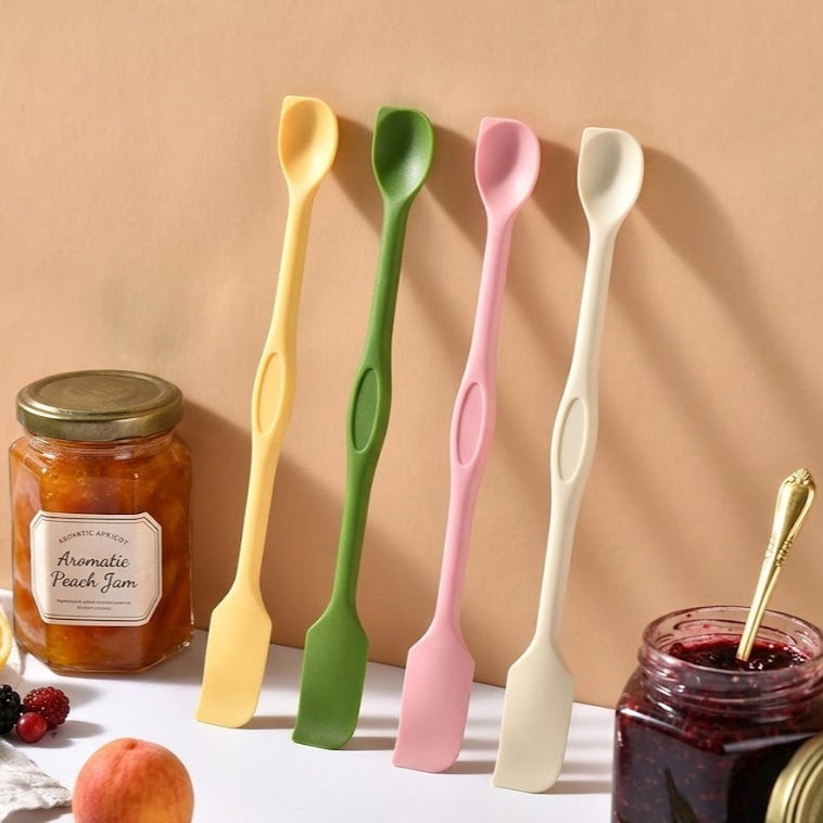 Wholesale Double-Ended Mini Silicone Spatula Spoon Long Handle Jar Scraper Dishwasher Safe Eco-Friendly for Cosmetic Jam Food