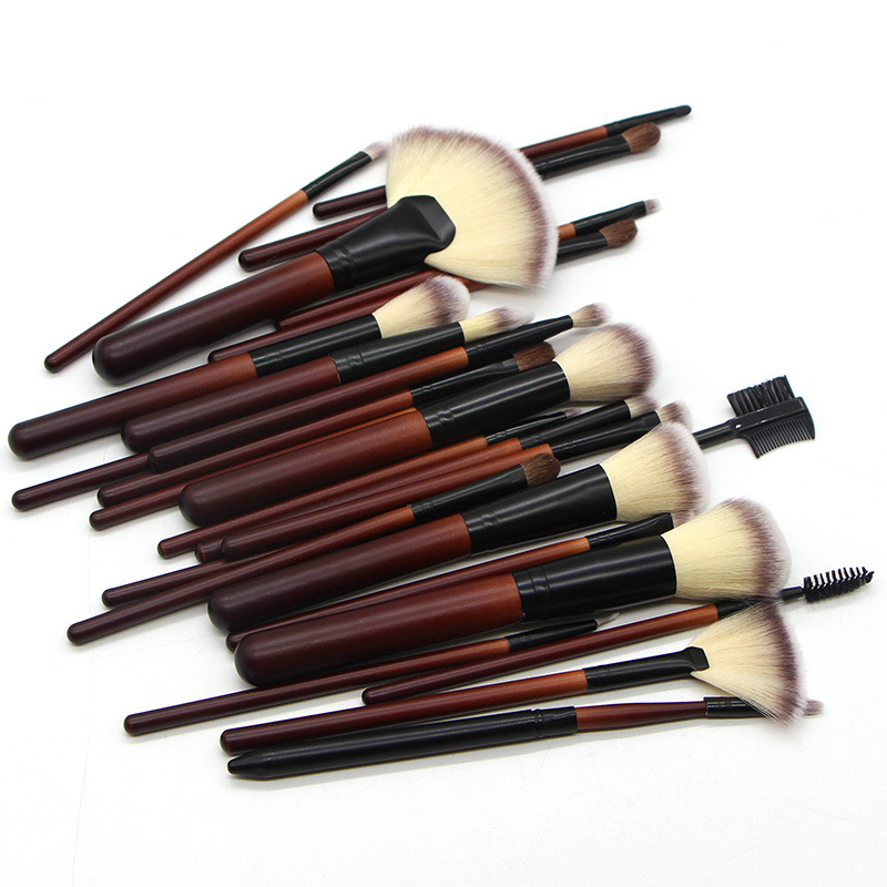 26pcs Professional High Quality Synthetic Fiber Makeup Brush Set Wooden Silicone Plastic Eye Brushes for Cosmetics Shaving Brush