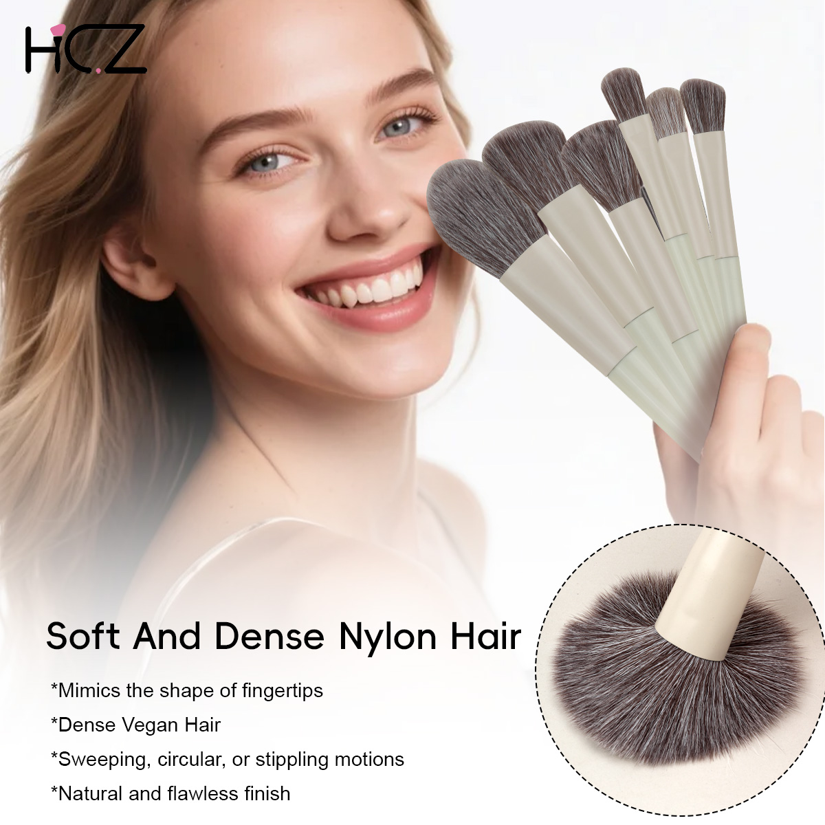 Hechunzi Best Seller Makeup Brushes Wooden Handle Custom Make-Up Brush Synthetic Professional Makeup Brushes Kits Custom Logo