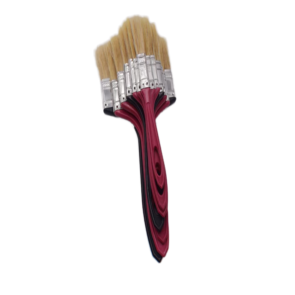 BIYU 633 Industrial Grade Synthetic Fiber Paint Brush White Hair Red Plastic Handle Hole Wall Paint Polishing Manufactured China