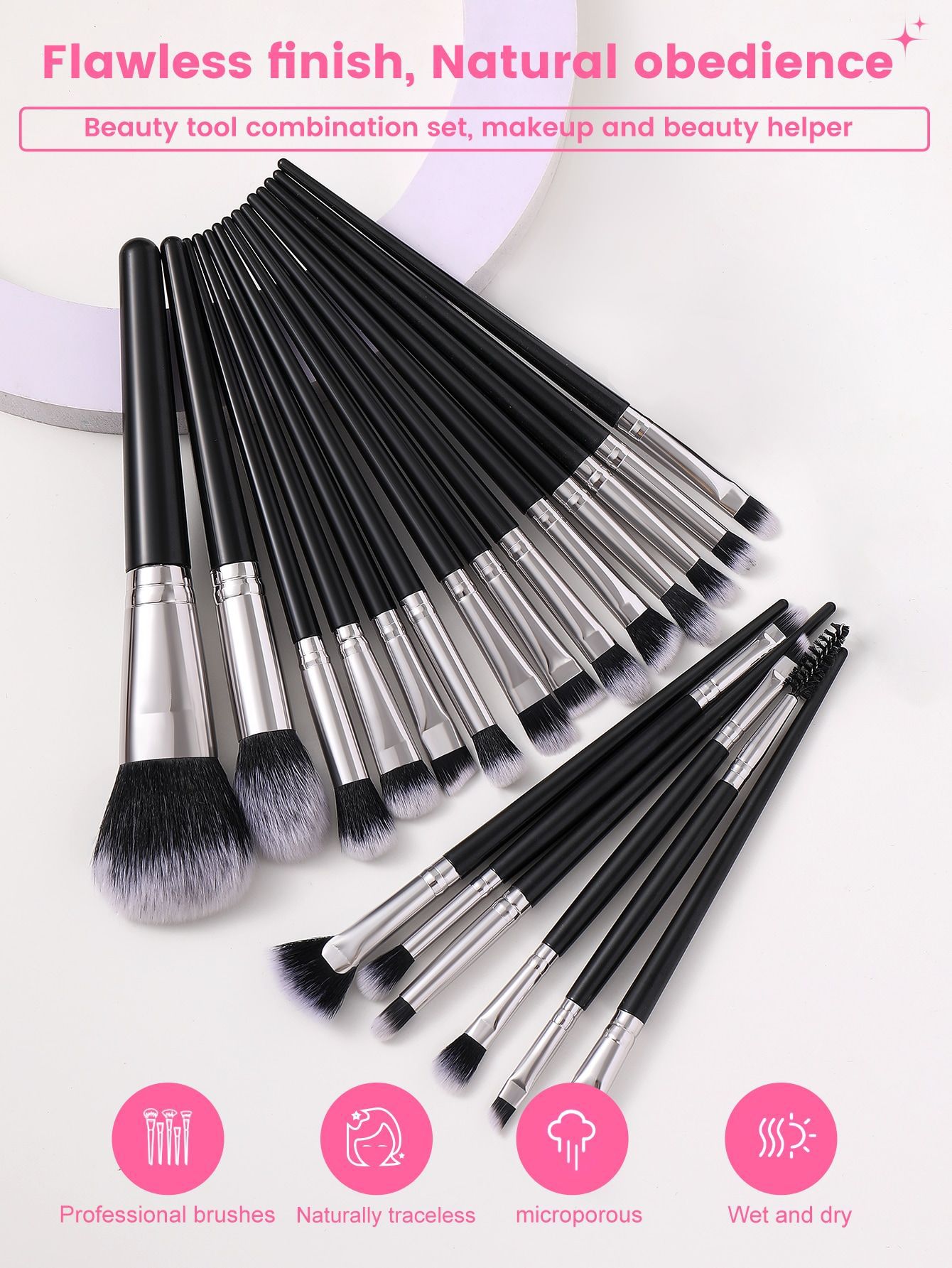 20-Piece Portable Makeup Brush Set Beginner Blush Synthetic Hair Beauty Tools