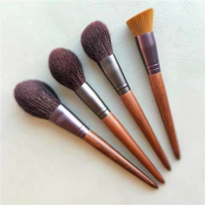 Factory New Natural Hair 9-Piece Makeup Brush Set with Wood Handle for Eye Shadow Blush Repair-Beginners Beauty Tools