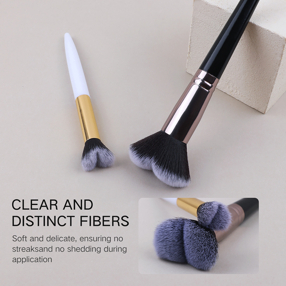 OEM V Shaped Nylon Foundation Brush Plastic Handle Factory Wholesale Single Piece Packaging Makeup Brush