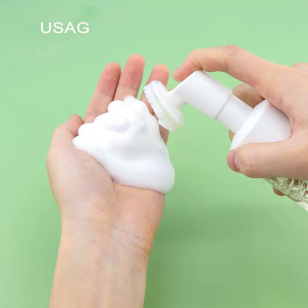 Wholesale Empty 60/100/120/150ml PET Foam Bottle with Silicone Brush, Custom Logo Cosmetic Packaging Container