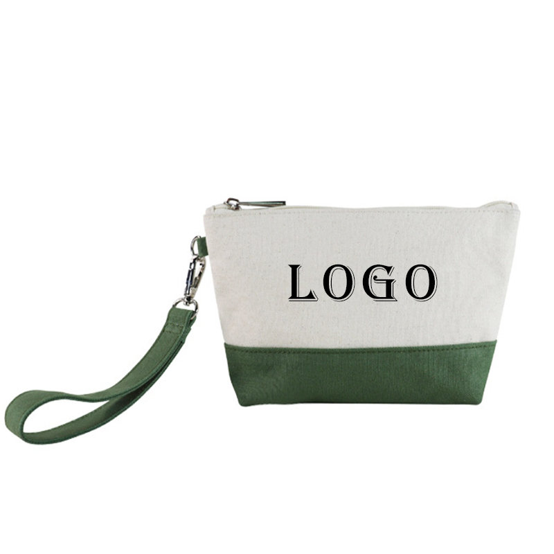 Wholesale Personalized Eco Friendly Cotton Canvas Custom logo Printed Cosmetic Bag Makeup Pouch