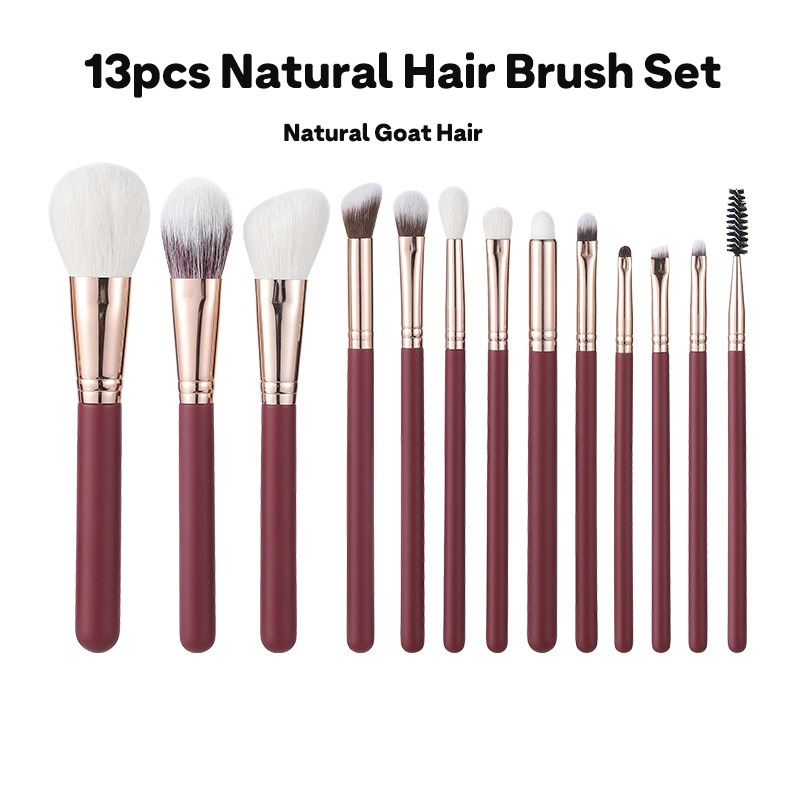 High-end High Quality 13-Piece Goat Hair Make up Set Custom Logo Natural Professional Makeup Brush Set