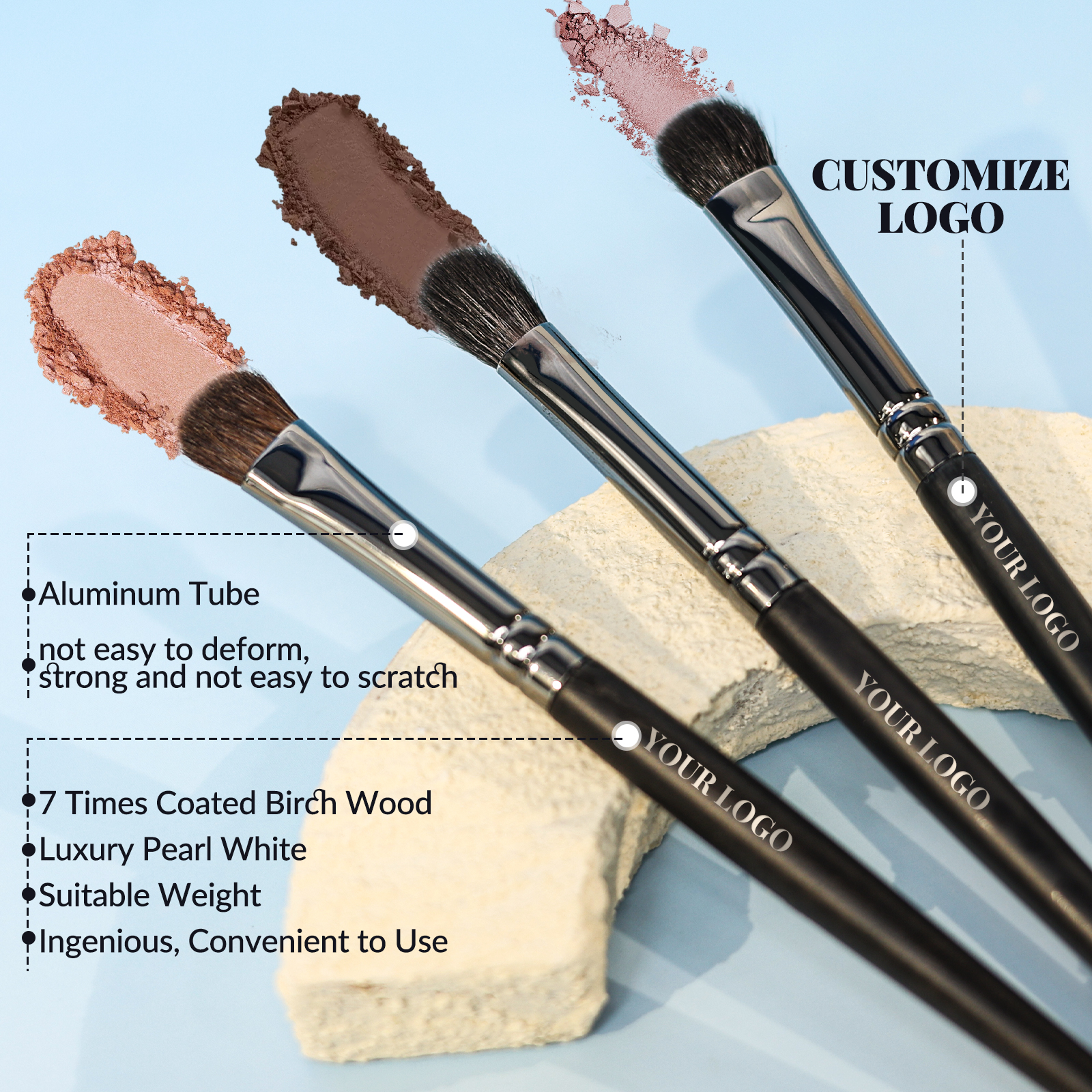 Women Goat Hair Natural Bristle Black Wholesale Private Label Custom High Quality Makeup Brush Set Professional With Case