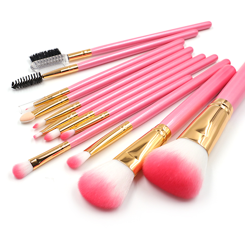 Shenzhen Factory Professional Custom logo pink Synthetic Hair Vegan Face Eye Makeup Brush Set