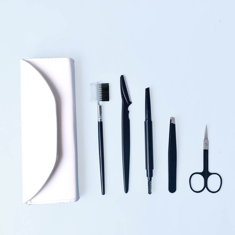 Premium Quality Eyebrow Scissors Kit Eyebrow Tweezers With Buckle Leather Pouch Pack of 3 5 8 Makeup Tools
