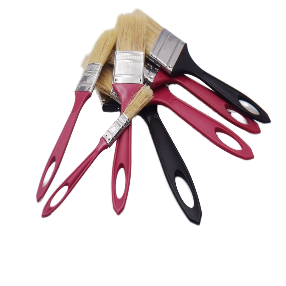 BIYU 633 Industrial Grade Synthetic Fiber Paint Brush White Hair Red Plastic Handle Hole Wall Paint Polishing Manufactured China