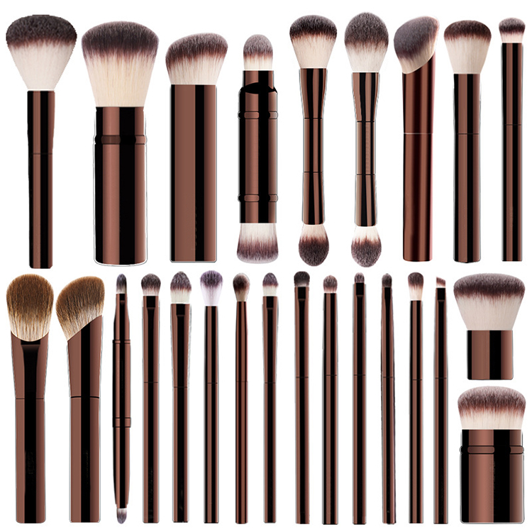 Custom Logo 19pcs Cruelty-Free Vegan Luxury Makeup Brush Set Hourglass Series Other Handle Fan Brush Flat Style Face Use