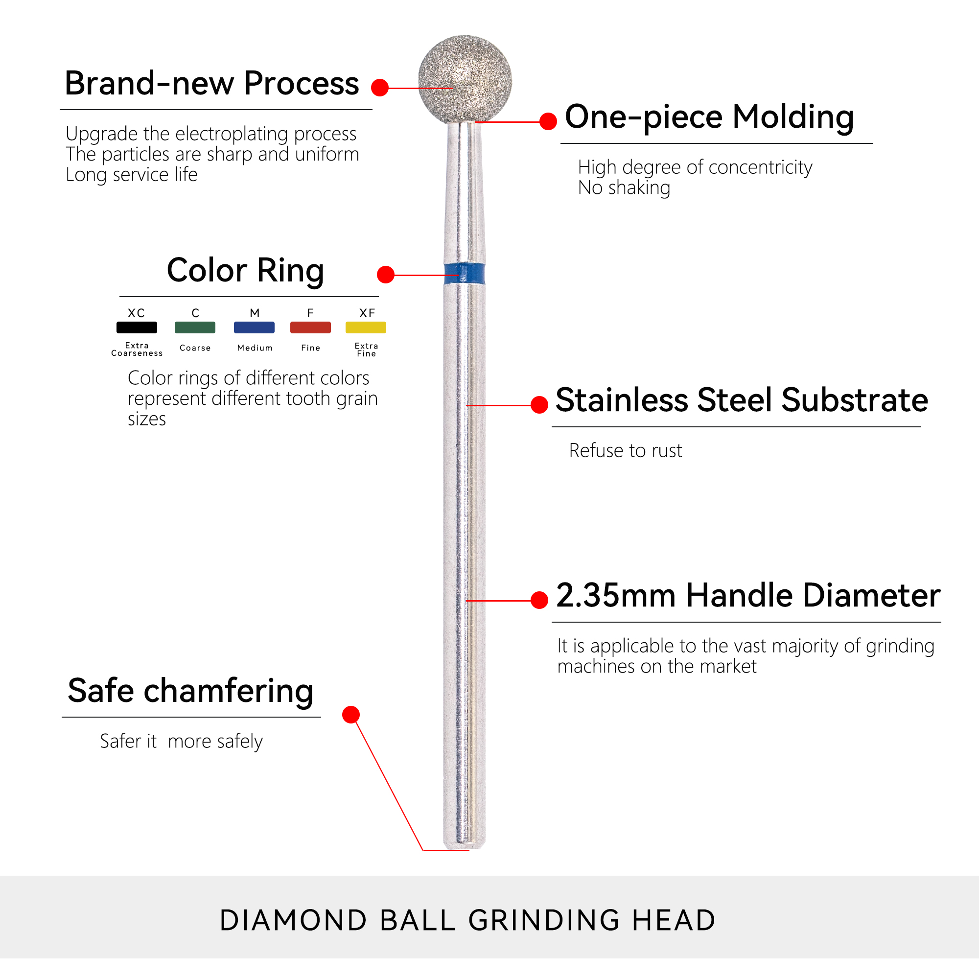 Chiyan Nail Tool Manufacturer Customized Diamond Ball Head Nail Salon Use Nail Remover Cuticle Drill Bit