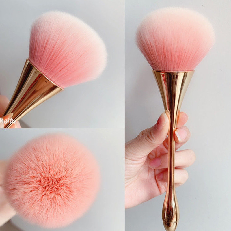 High Quality Kfeier Private Label Flat Angular Blush Makeup Brush Plastic Handle Fiber Bristles Big Soft Face Foundation Blusher