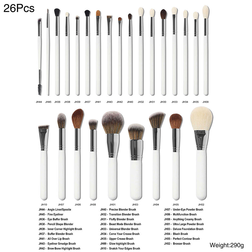 YDINI Custom Logo 26 Pcs Professional White Private Label Vegan Brushes Cosmetics Women Makeup Brush Sets With Box