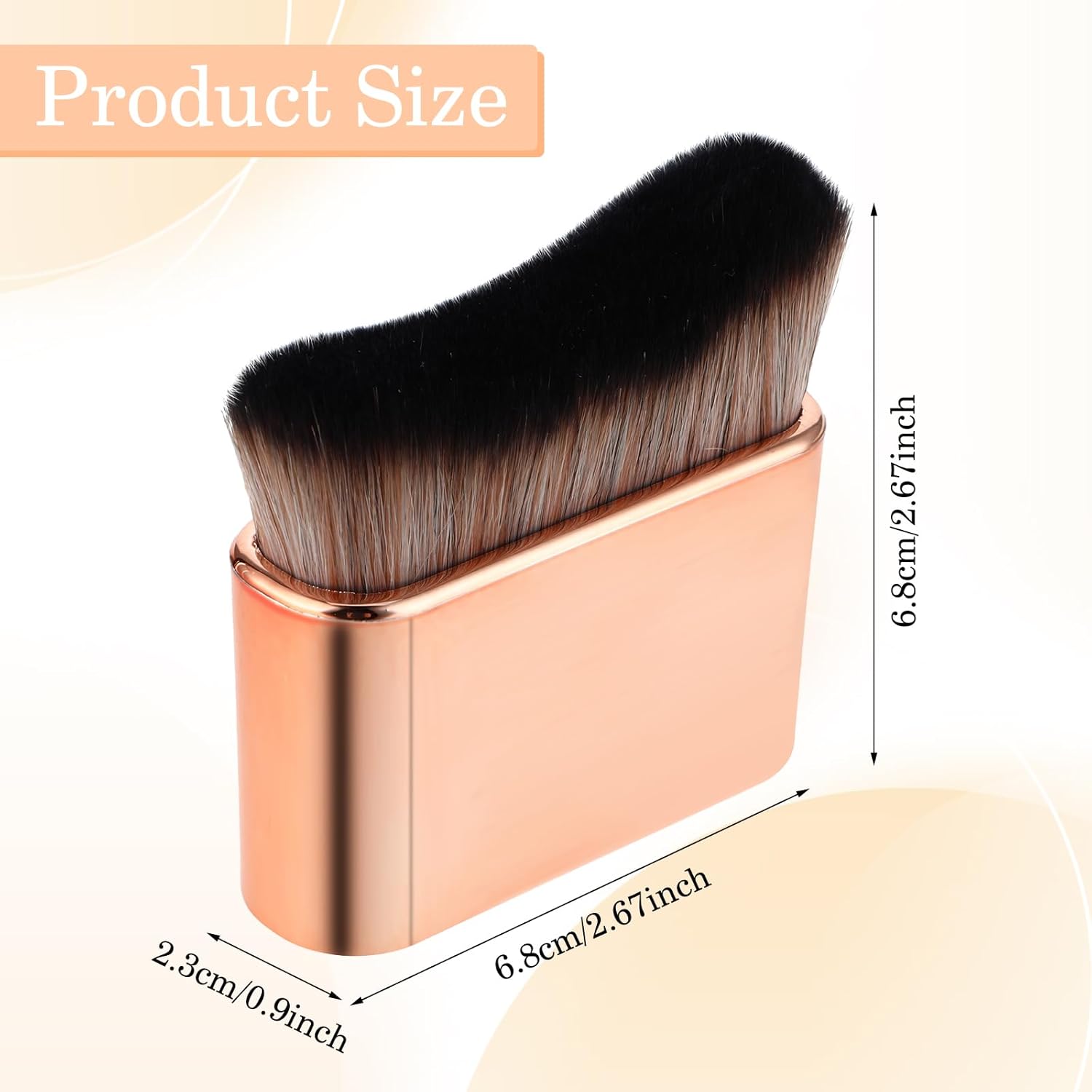 Man-Made Fiber Synthetic Abs Gold Color Body Giant Flat Curved Wave Square Textured Liquid Foundation Applying Blender Brush