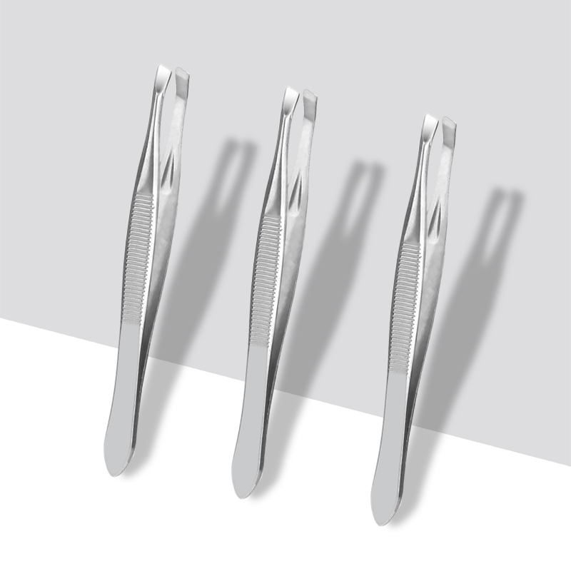 Wholesale Slanted Eyebrow Tweezers Stainless Steel Facial Hair Removal Tool For Beauty Salons