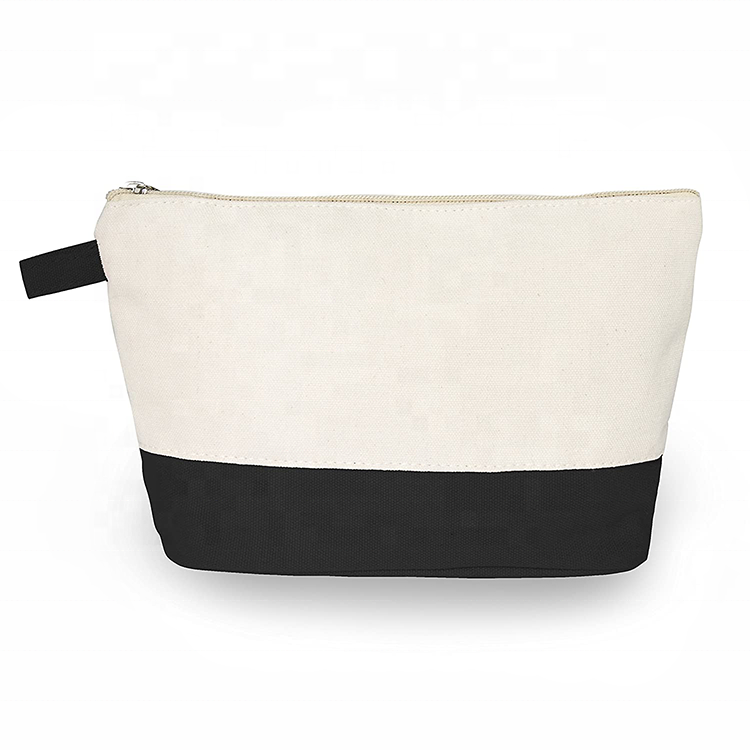 Eco Friendly Brush Holder Cotton Make up Bag Private Label Small Recycled Travel Canvas Cosmetic Bag Pouch with logo
