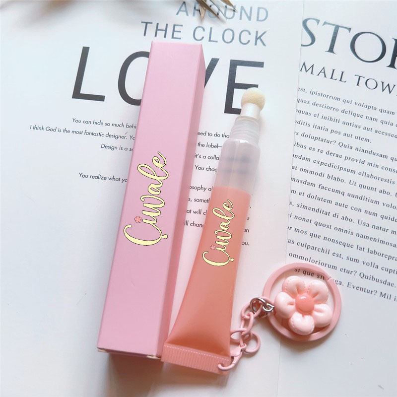 Luxurious 10ml pink Lip Gloss Applicator with Sponge Brush Head Squeeze Tube Blush Cosmetics Lip Color Hose