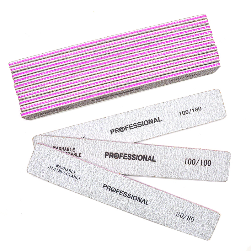 Professional 80/80 Zebra Gray Rectangle Nail Files and 100/180 Buffer Plastic Manicure Art Tools by Manufacturer Supply